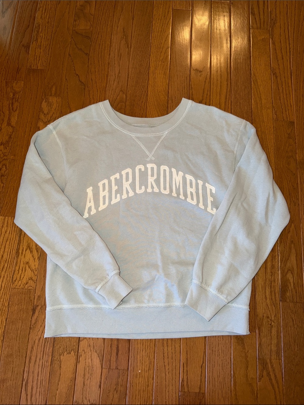 Abercrombie & Fitch Light Blue Crewneck Sweatshirt with White Logo